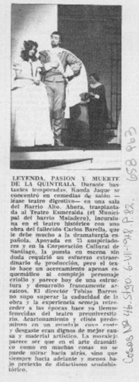 Leyenda, pasión y muerte de la Quintrala.