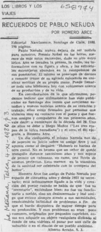 Los libros y los viajes, recuerdos de Pablo Neruda