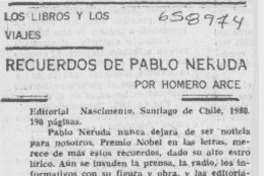 Los libros y los viajes, recuerdos de Pablo Neruda