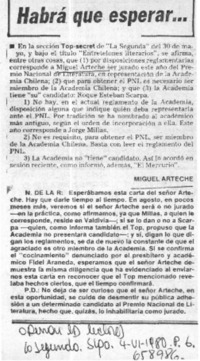 Habrá que esperar.  [artículo]