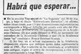 Habrá que esperar.  [artículo]