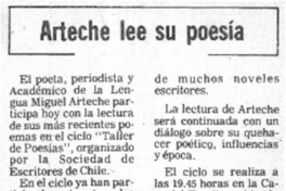 Arteche lee su poesía.  [artículo]