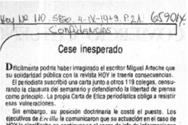 Cese inesperado.  [artículo]