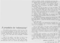 A propósito de "Referencias"