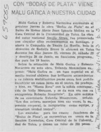Don "Bodas de plata" viene Malú Gatica a nuestra ciudad.