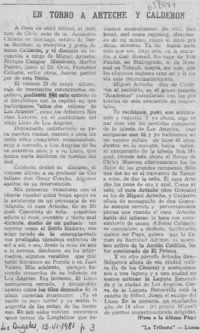 En torno a Arteche y Calderón.