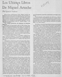 Los últimos libros de Miguel Arteche