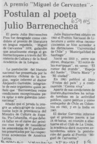 Postulan al poeta Julio Barrenechea.