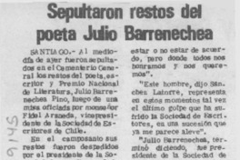 Sepultaron restos del poeta Julio Barrenechea.