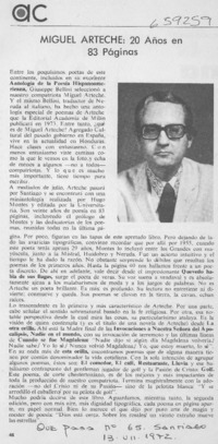 Miguel Arteche, 20 años en 83 páginas.