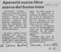 Apareció nuevo libro acerca del humorismo.  [artículo]