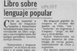 Libro sobre lenguaje popular.  [artículo]