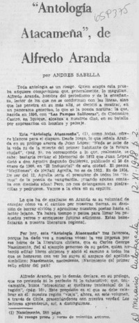 "Antologìa atacameña" de Alfredo Aranda
