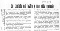 Un Capítulo del teatro y una vida ejemplar.  [artículo]