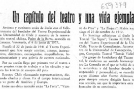 Un Capítulo del teatro y una vida ejemplar.  [artículo]