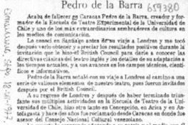Pedro de la Barra.  [artículo]