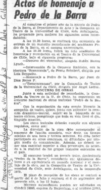 Actos de homenaje a Pedro de la Barra.