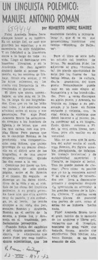 Un lingüista polémico: Manuel Antonio Román
