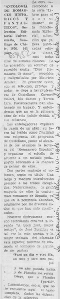 Antología de romances históricos y fantásticos