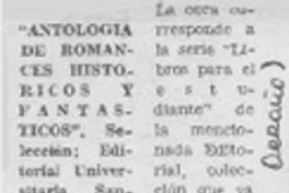 Antología de romances históricos y fantásticos