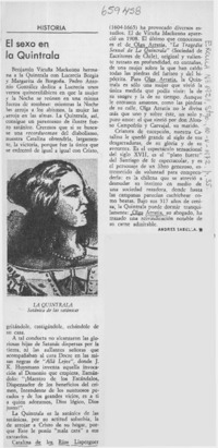 El sexo en la Quintrala  [artículo] Andrés Sabella.