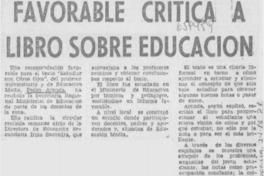 Favorable crítica a libro sobre educación.