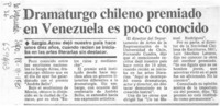 Dramaturgo chileno premiado en Venezuela es poco conocido.  [artículo]