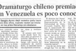 Dramaturgo chileno premiado en Venezuela es poco conocido.  [artículo]