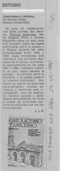 Catolicismo y laicismo.