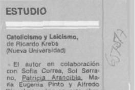 Catolicismo y laicismo.