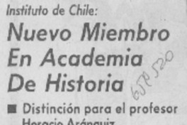 Nuevo miembro en Academia de Historia.