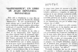 "Maitenrehue", un libro de Julio Sepulveda Rondanelli.  [artículo]