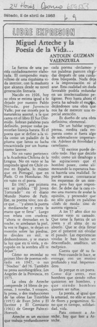 Miguel Arteche y la poesía de la vida...