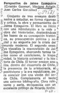 Perspectiva de Jaime Eyzaguirre.  [artículo]