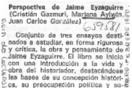 Perspectiva de Jaime Eyzaguirre.  [artículo]