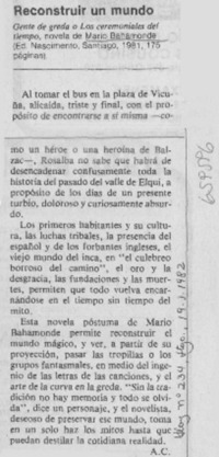 Reconstruir un mundo.