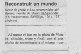 Reconstruir un mundo.