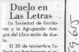 Duelo en las letras  [artículo] O.P.