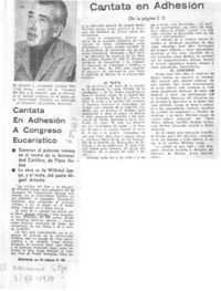Cantata en adhesión a congreso eucarístico.  [artículo]