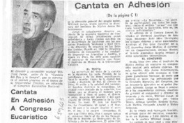 Cantata en adhesión a congreso eucarístico.  [artículo]