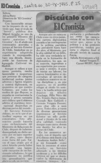 Discútalo con el cronista  [artículo] Rafael Vergara.