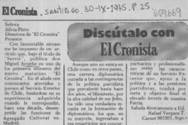 Discútalo con el cronista  [artículo] Rafael Vergara.