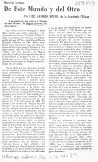 De este mundo y del otro  [artículo] Fidel Araneda Bravo.