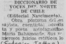 Diccionario de voces del norte de Chile