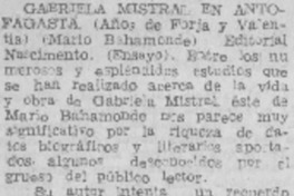 Gabriela Mistral en Antofagasta