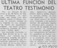 Ultima función del Teatro Testimonio.