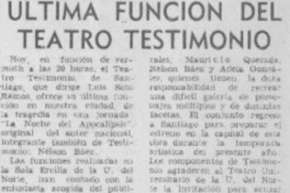 Ultima función del Teatro Testimonio.