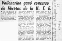 Vallenarino ganó concurso de la U. T. E.  [artículo]