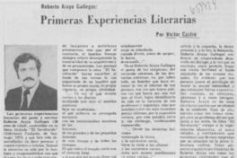 Primeras experiencias literarias