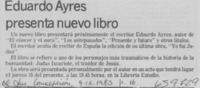 Eduardo Ayres presenta nuevo libro.